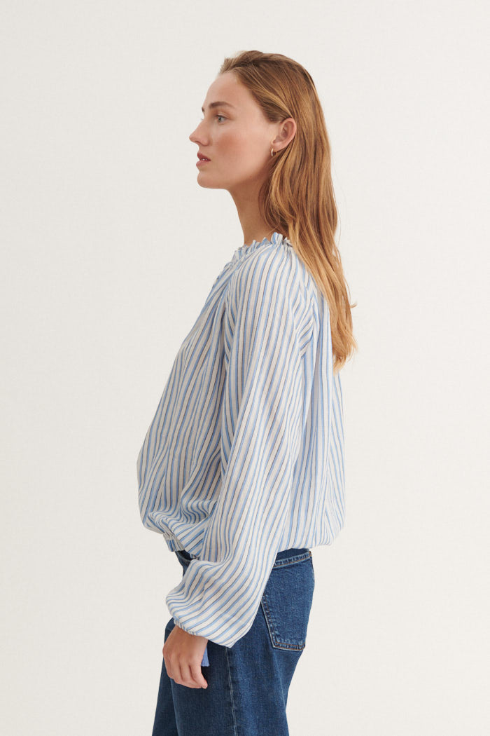 Basic Apparel Calli Raglan Shirt Skjorter 778 Frozen fjord / whisper white / black